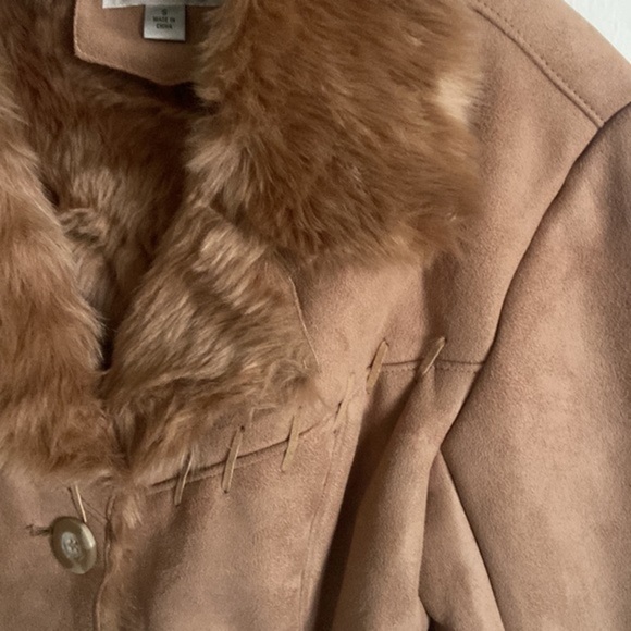 Coldwater Creek faux fur vegan suede jacket size small - Picture 2 of 6